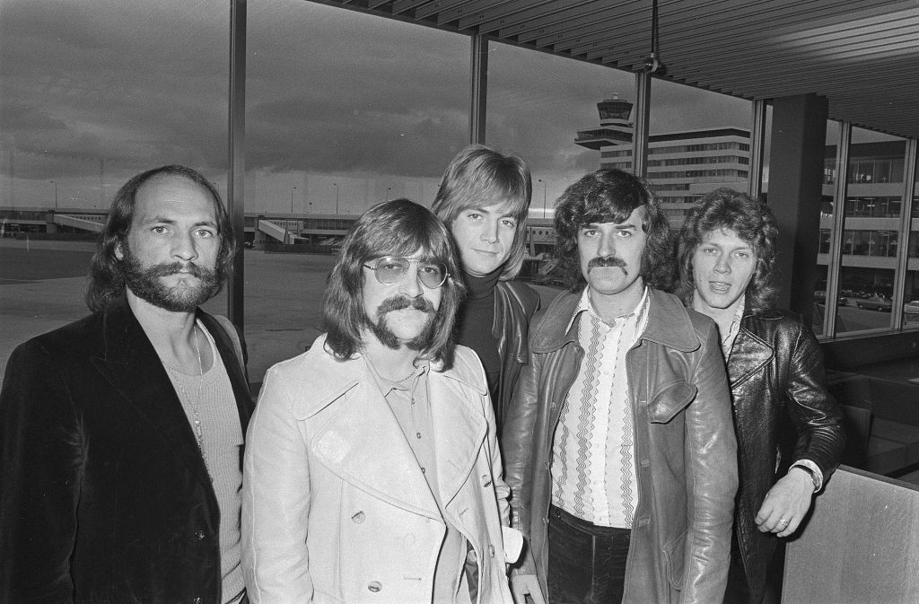 Moody Blues at Amsterdam Airport Schiphol in 1970  from left to right Mike Pinder, Graeme Edge, Justin Hayward, Ray Thomas, John Lodge Open Data