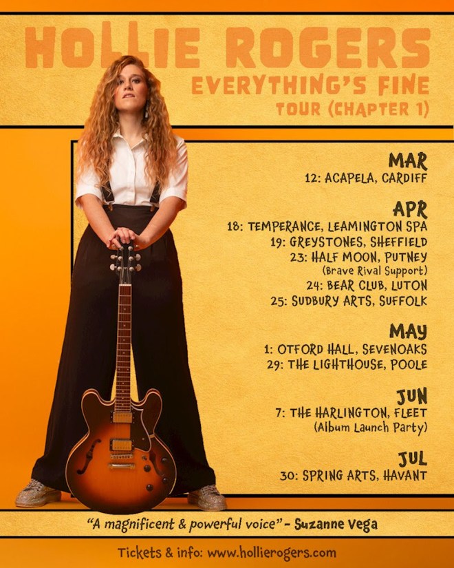 HOLLIE ROGERS Some Kinda Lover - Everything's Fine Tour dates (poster of girl with guitar)