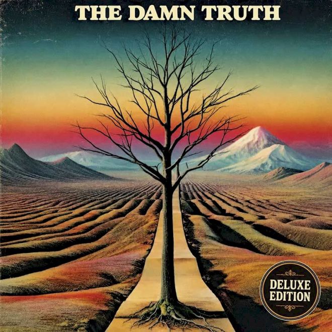 The Damn Truth Deluxe Edition with The Willow - album cover artwork with a skeletal tree on a dry desert highway leading to mountains