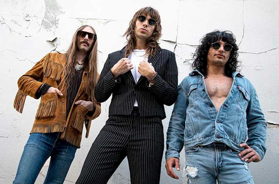 CINEMA STEREO Expectations photo © John Gilhooley - three long haired men in vintage clothes standing by white wall