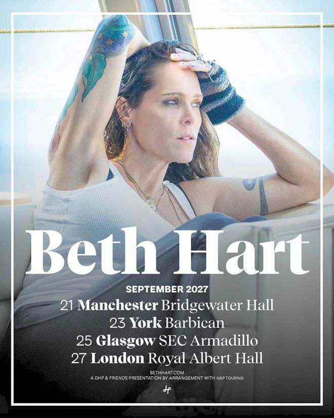 BETH HART UK SHOWS - poster with female in white top