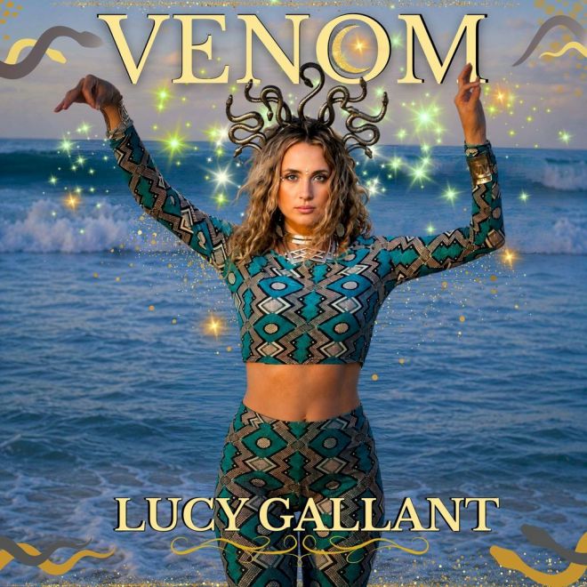 LUCY GALLANT Venom - girl standing in water with snakes as hair and posing as a snake