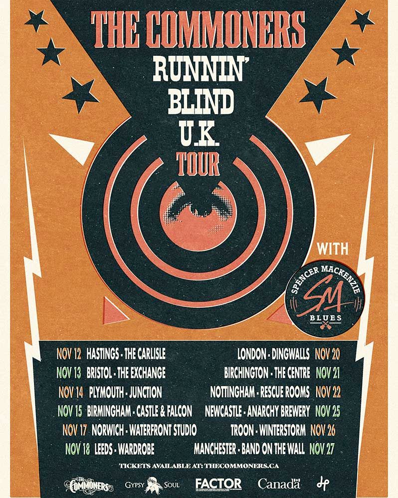 THE COMMONERS Runnin Blind UK Tour Poster
